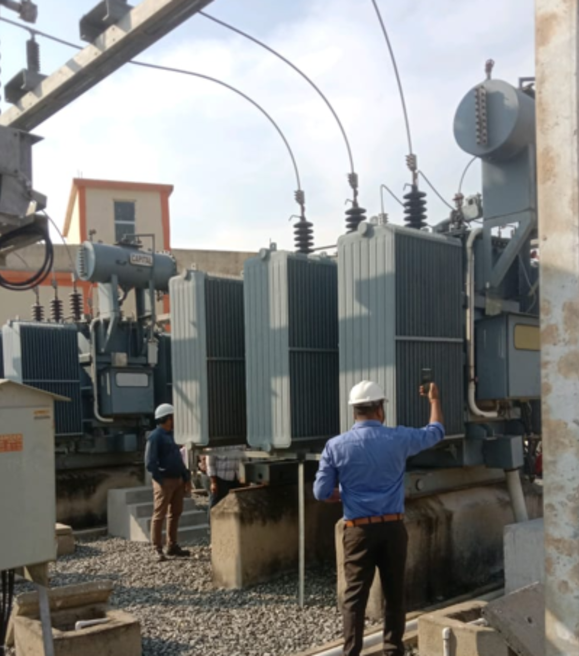 Electrical transformer installation by SAS Infra Engineering Pvt. Ltd. at a power substation project